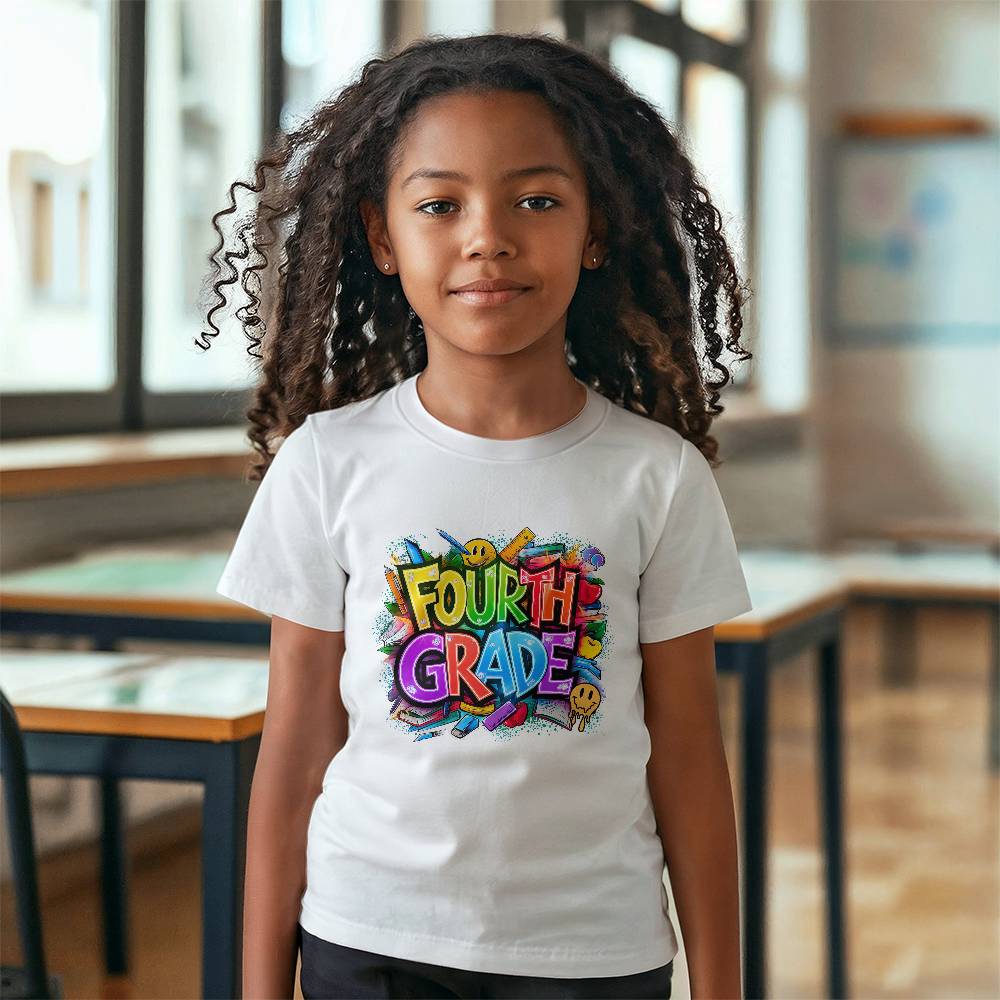 Back To School Retro Fourth Grade Unisex Youth T-Shirt With Front Print