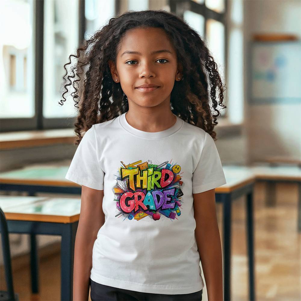 Back To School Retro Third Grade Unisex Youth T-Shirt With Front Print