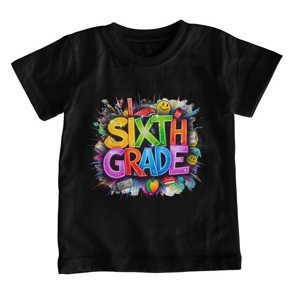 Back To School Retro Sixth Grade Unisex Youth T-Shirt With Front Print