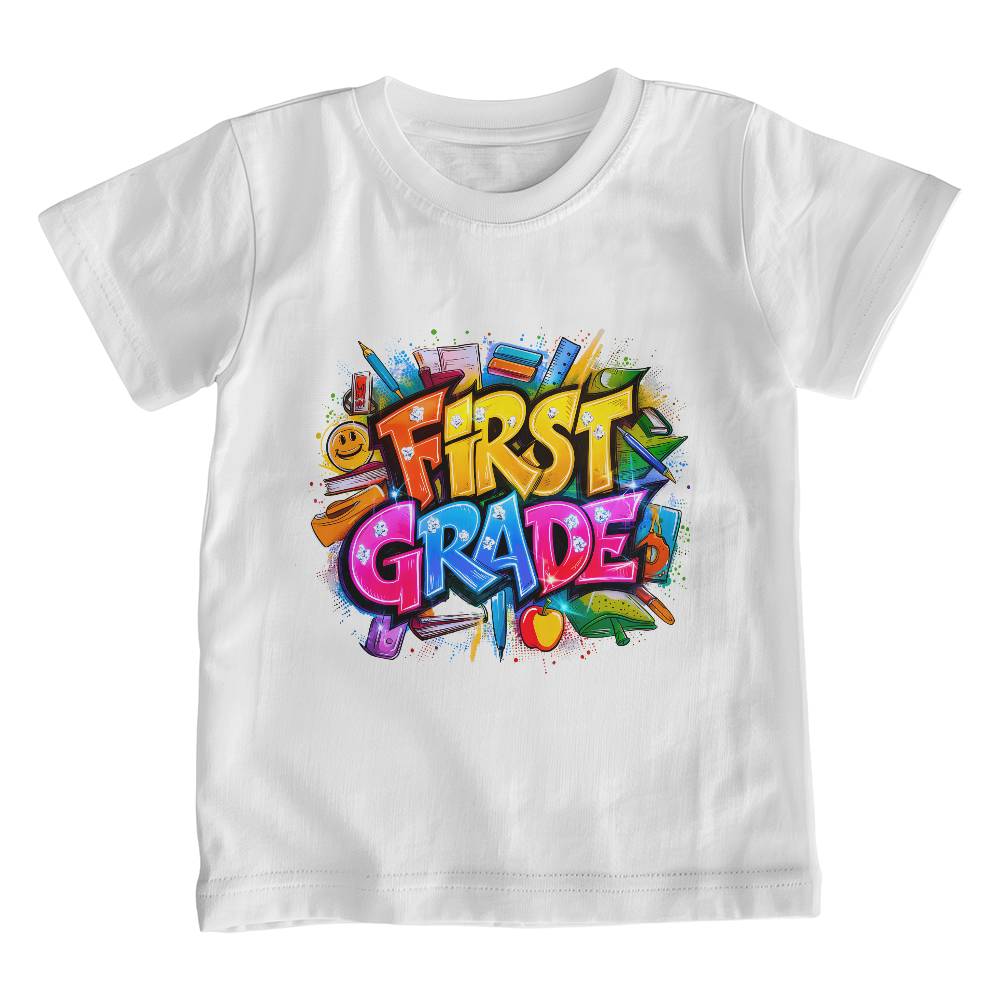 Back To School Retro First Grade Unisex Youth T-Shirt With Front Print