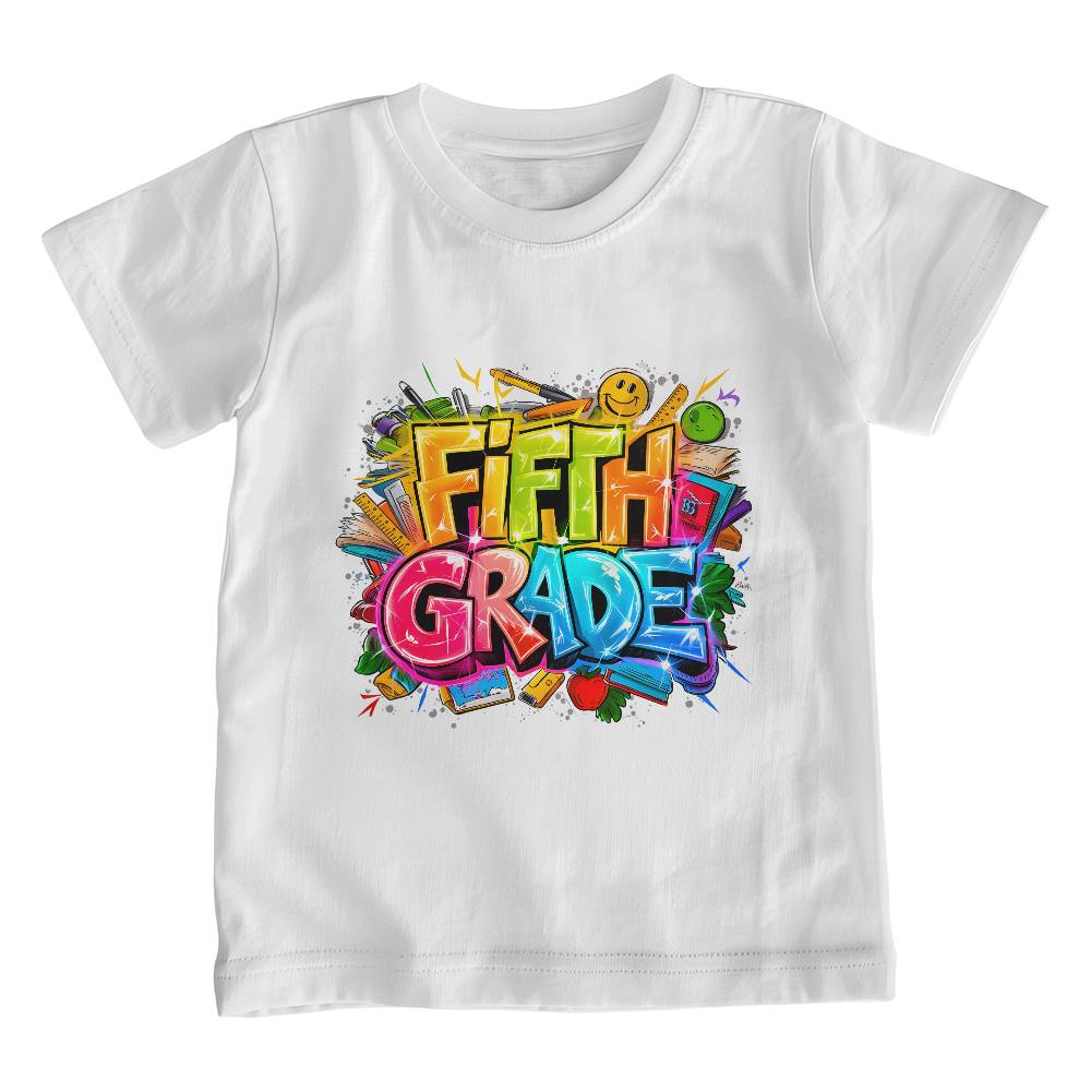 Back To School Retro Fifth Grade Unisex Youth T-Shirt With Front Print