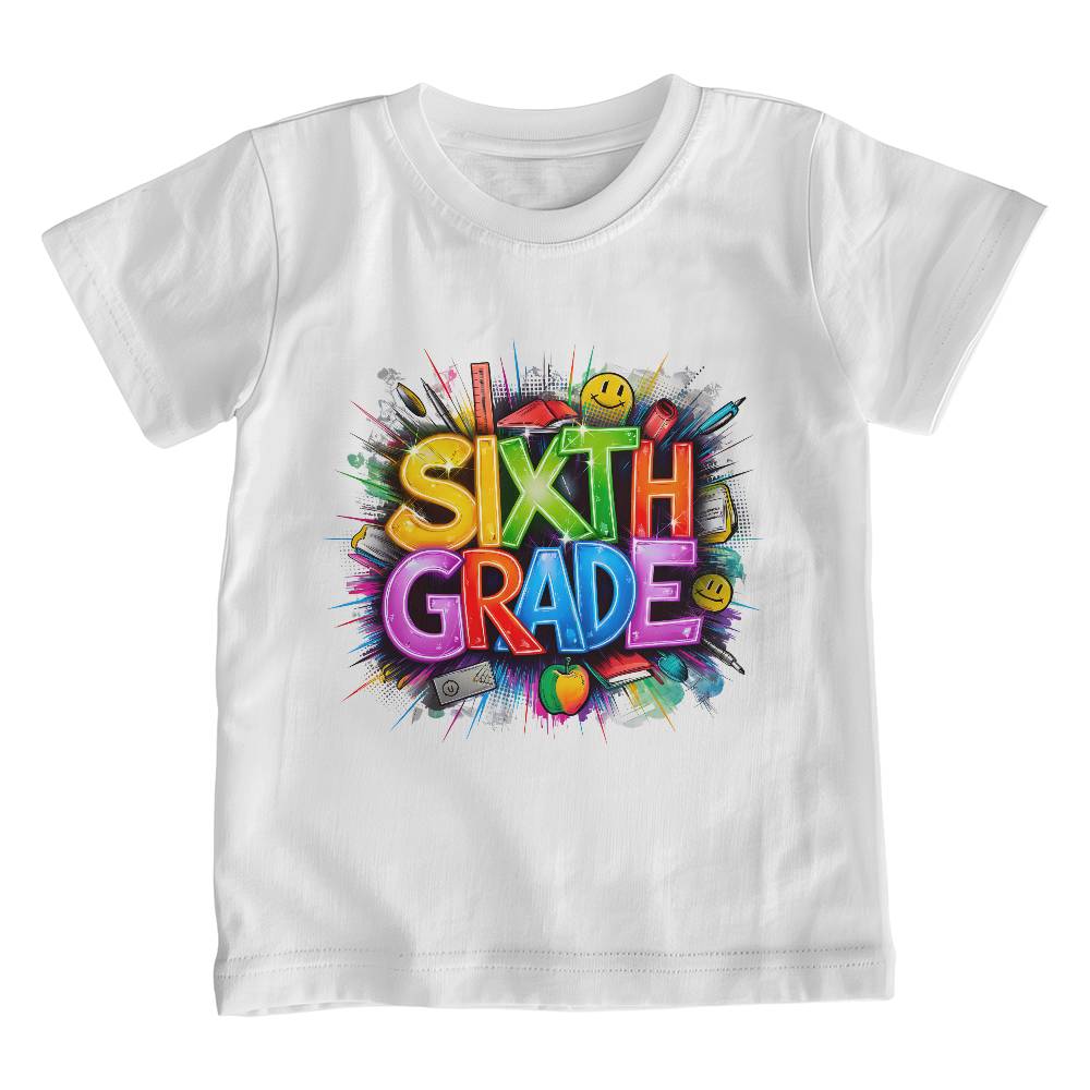 Back To School Retro Sixth Grade Unisex Youth T-Shirt With Front Print