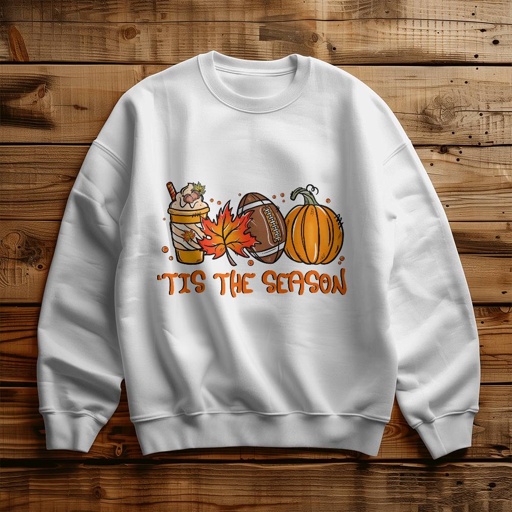 Tis The Season Fall Football and Pumpkin Graphic Sweatshirt