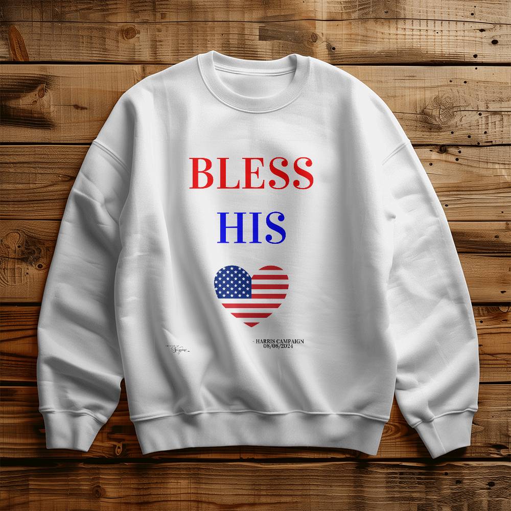 "Bless His Heart" Harris Campaign 2024 Presidential Election Unisex Crewneck Sweatshirt With Front Print