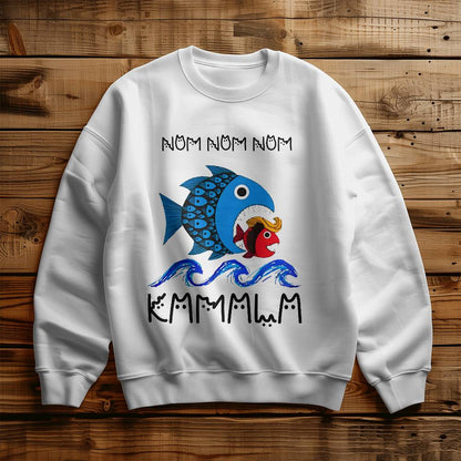 Kamala Trump Nom Nom Nom White Sweatshirt