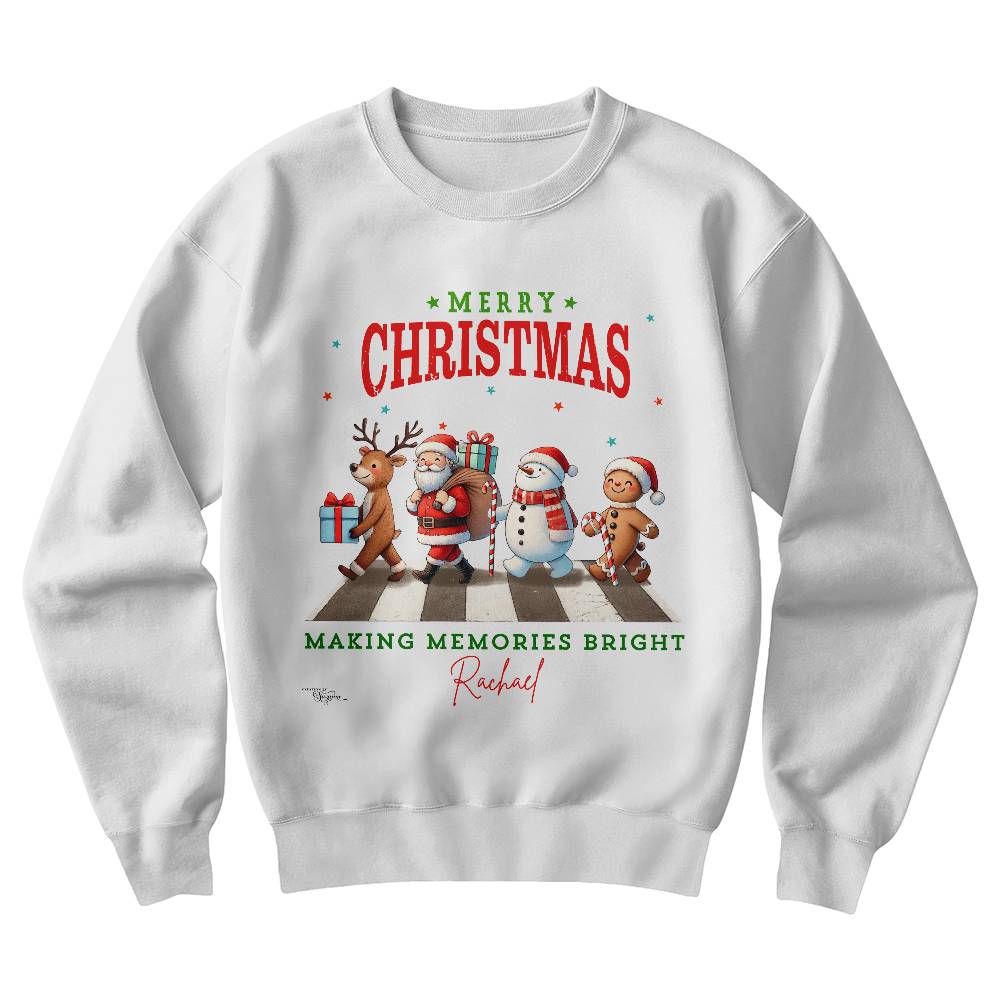 Festive Christmas Crosswalk Sweatshirt With Personized Name