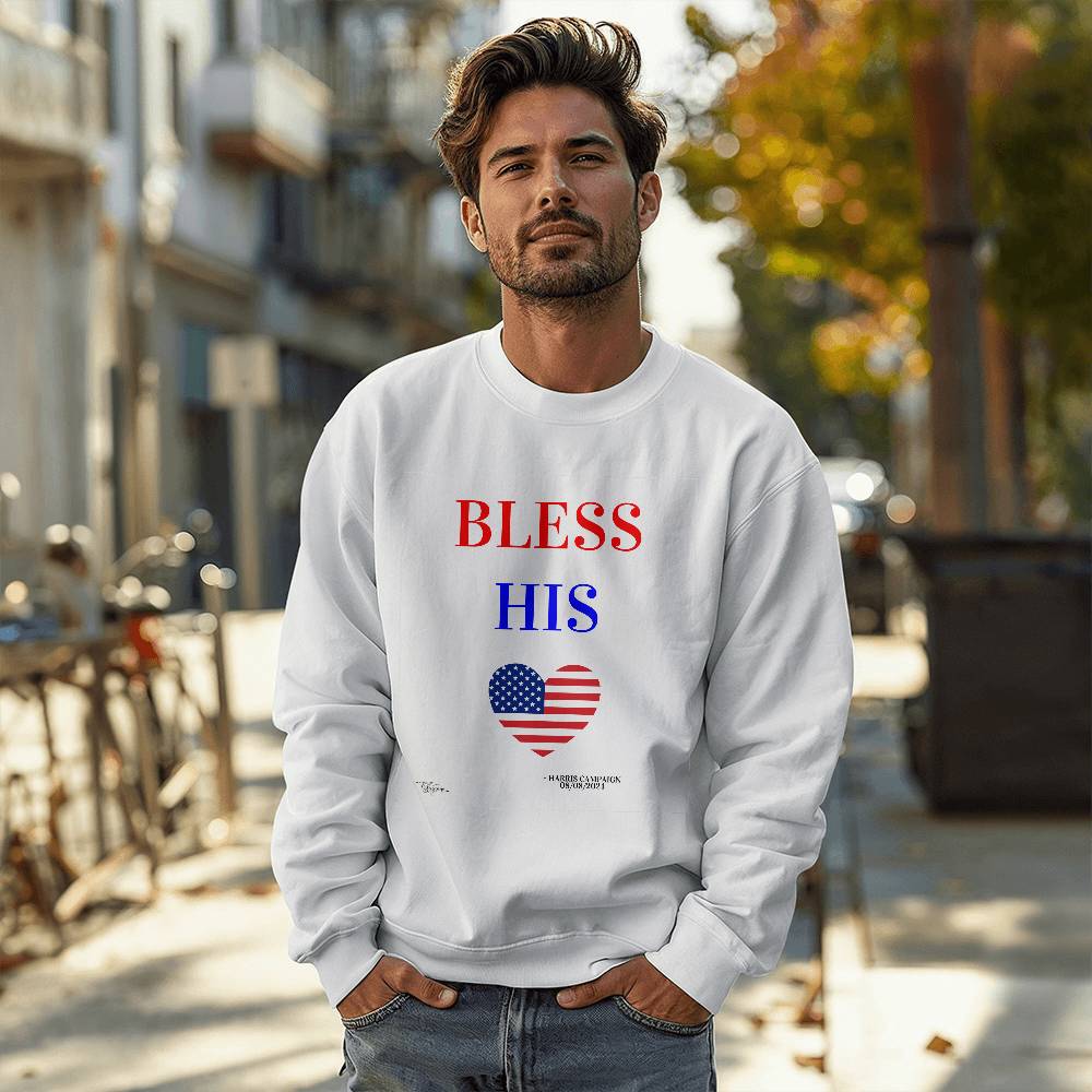 "Bless His Heart" Harris Campaign 2024 Presidential Election Unisex Crewneck Sweatshirt With Front Print