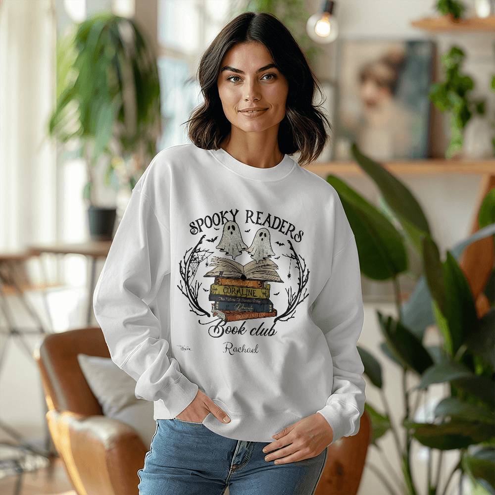 Spooky Readers Book Club White Sweatshirt - Personalized Name