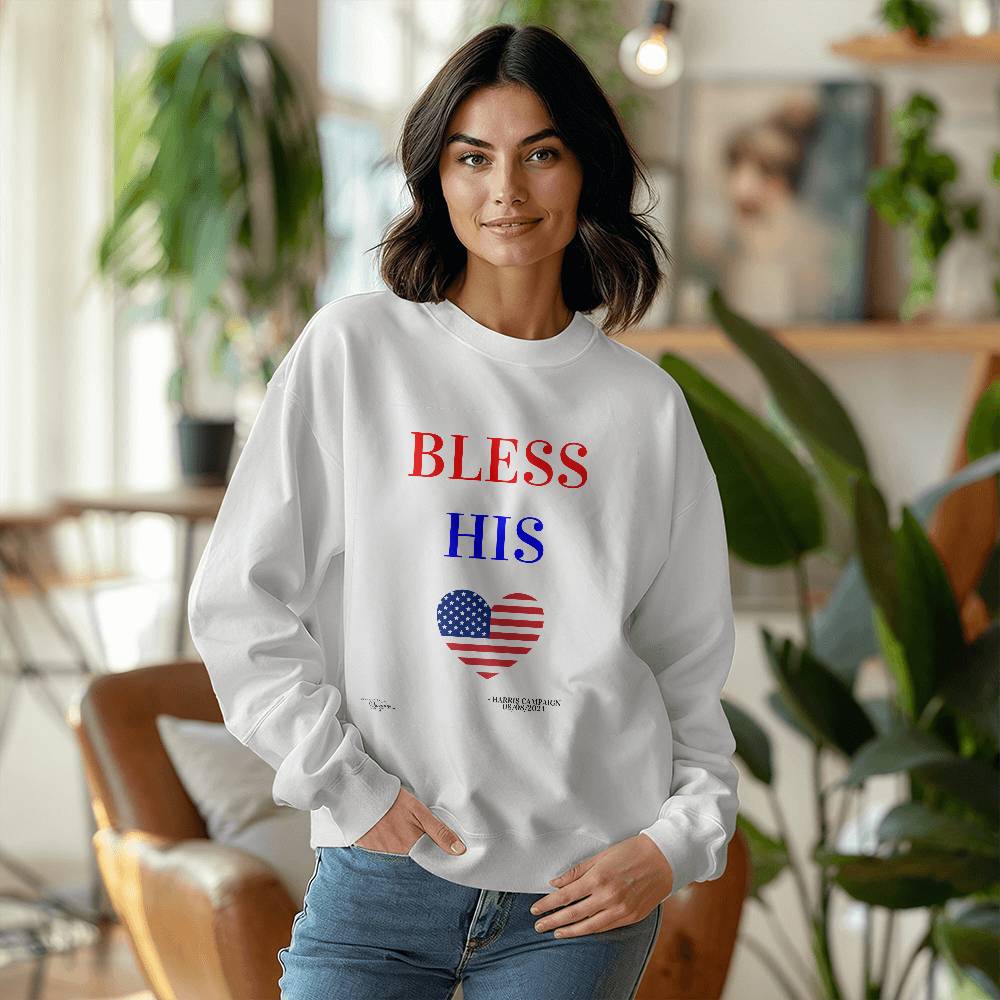 "Bless His Heart" Harris Campaign 2024 Presidential Election Unisex Crewneck Sweatshirt With Front Print