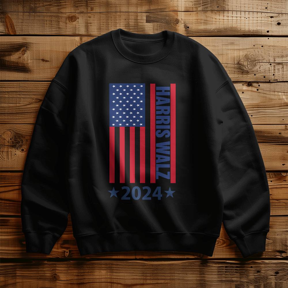 Harris Walz Flag 2024 Presidential Election Unisex Crewneck Sweatshirt With Front Print