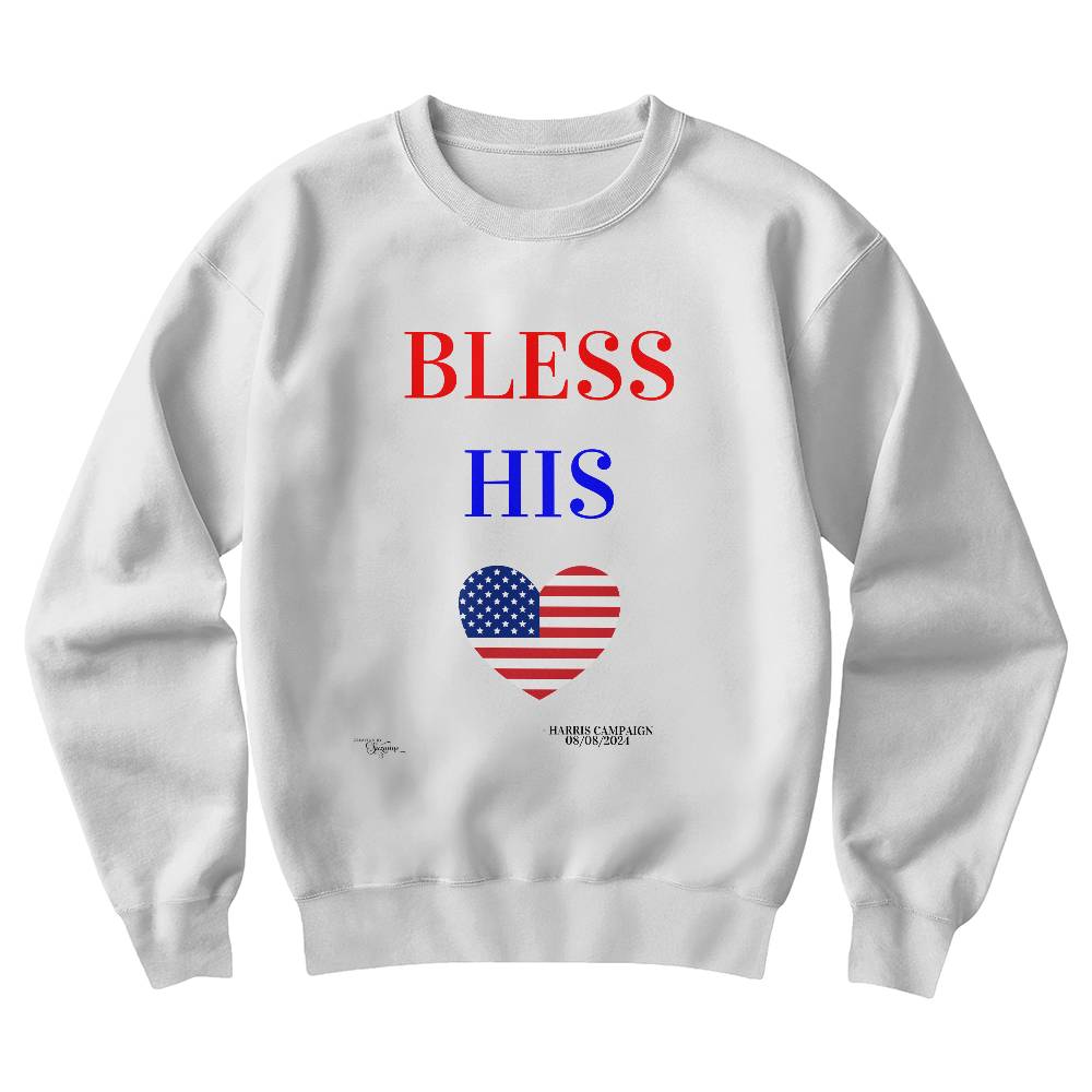 "Bless His Heart" Harris Campaign 2024 Presidential Election Unisex Crewneck Sweatshirt With Front Print