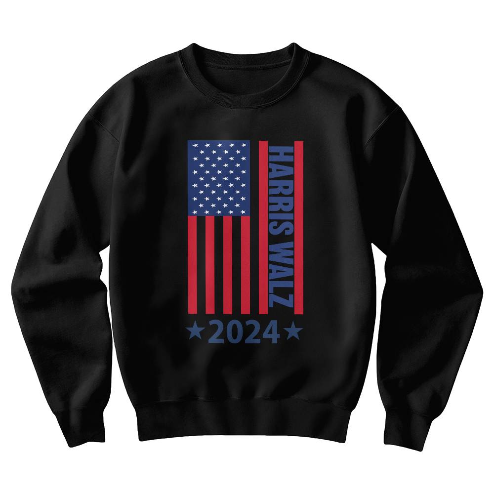 Harris Walz Flag 2024 Presidential Election Unisex Crewneck Sweatshirt With Front Print