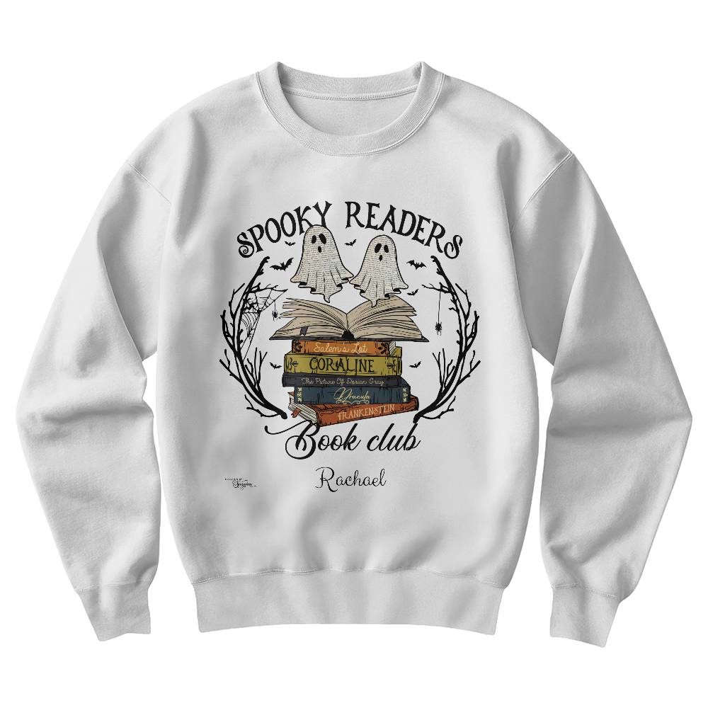 Spooky Readers Book Club White Sweatshirt - Personalized Name