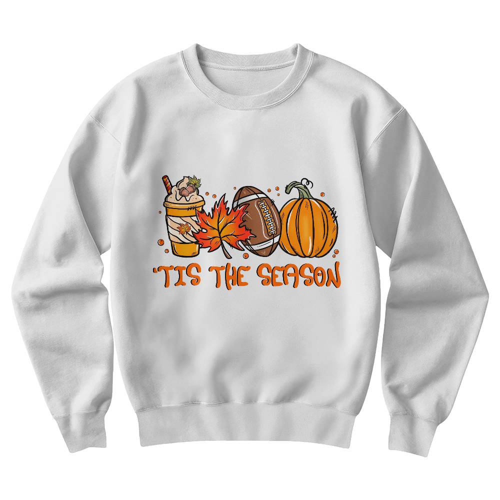 Tis The Season Fall Football and Pumpkin Graphic Sweatshirt