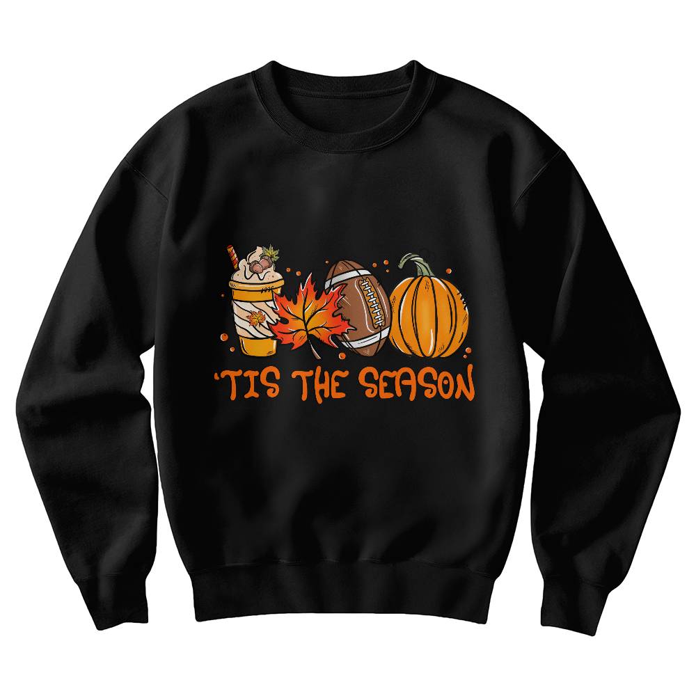 Tis The Season Fall Football and Pumpkin Graphic Sweatshirt