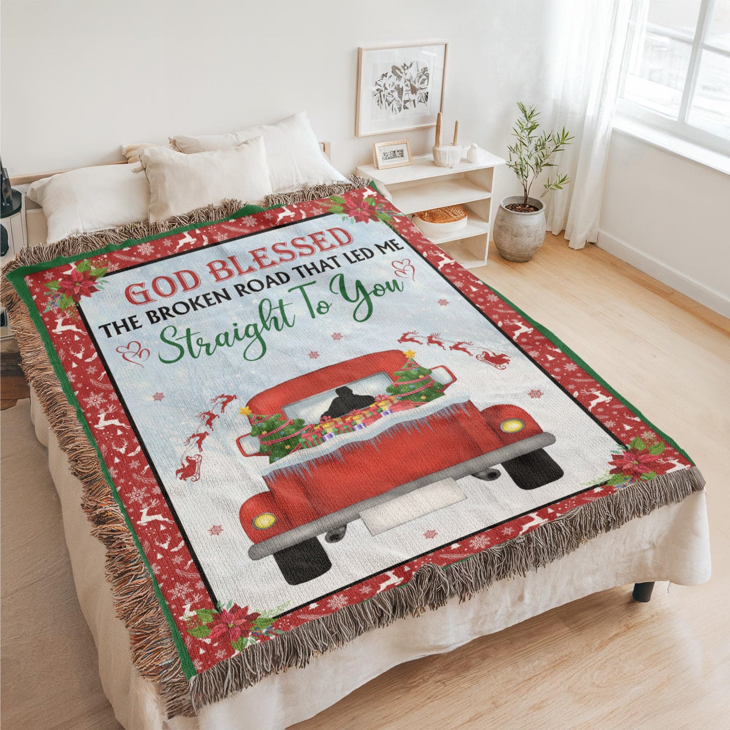 God Blessed The Broken Road Heirloom Artwork Woven Blanket