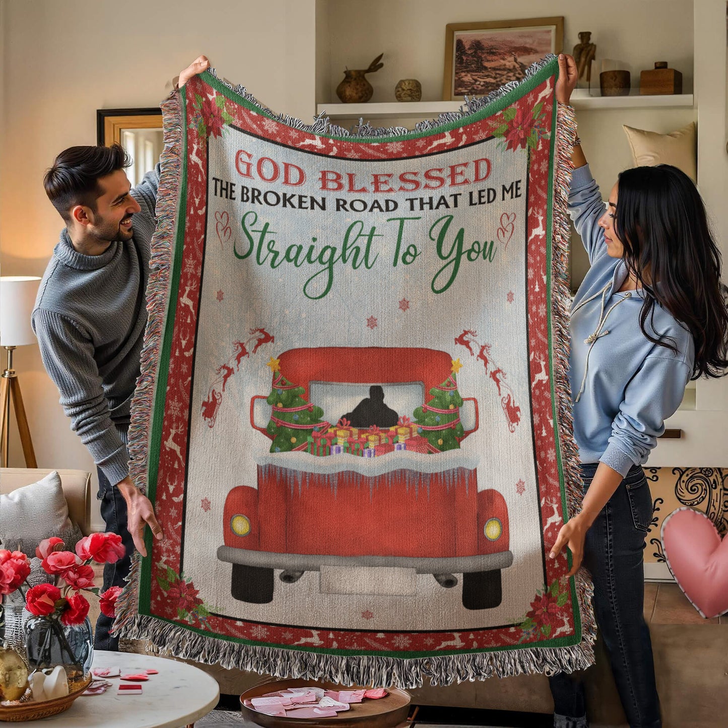 God Blessed The Broken Road Heirloom Artwork Woven Blanket