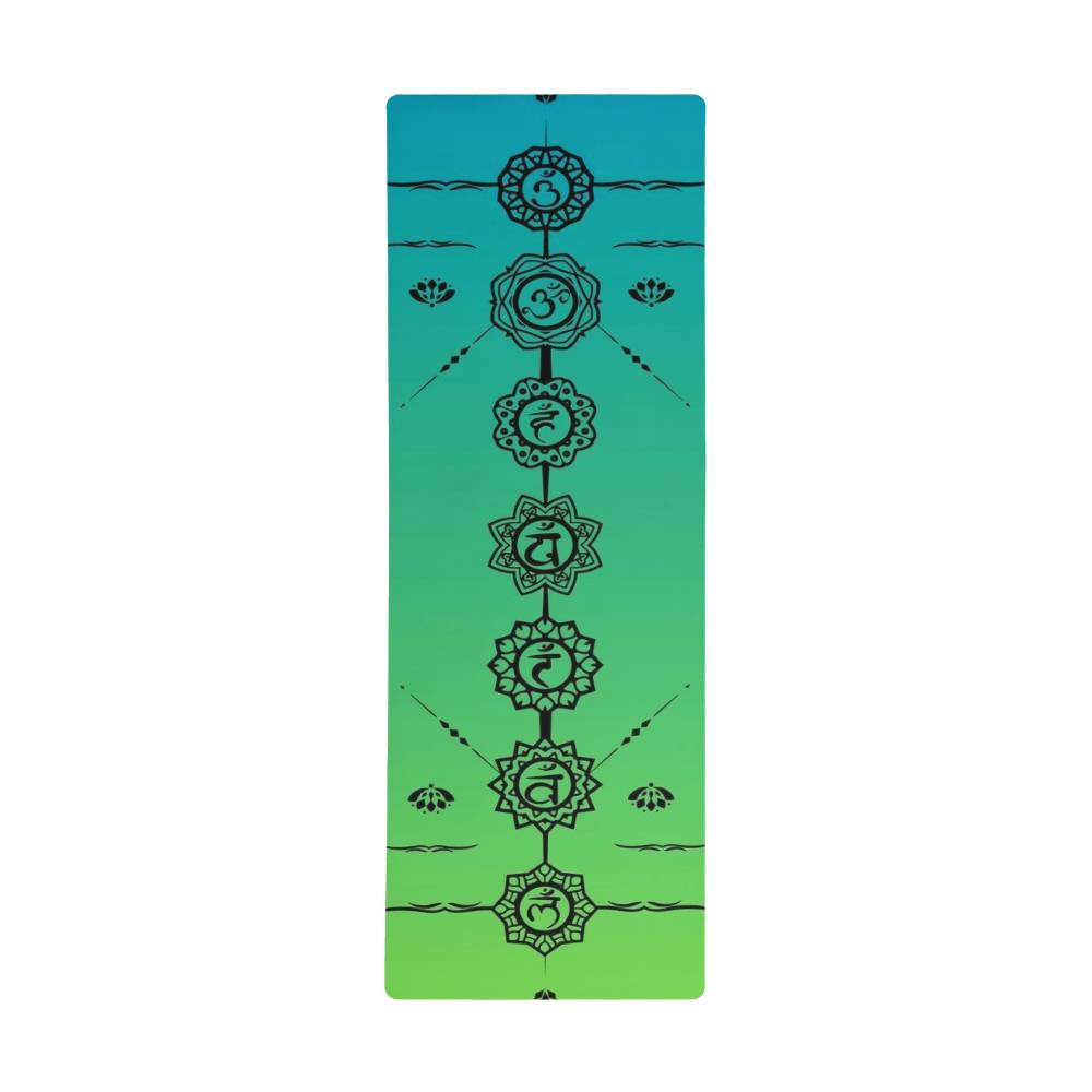 Yoga Mat Chakras Teal & Light Green Gradient