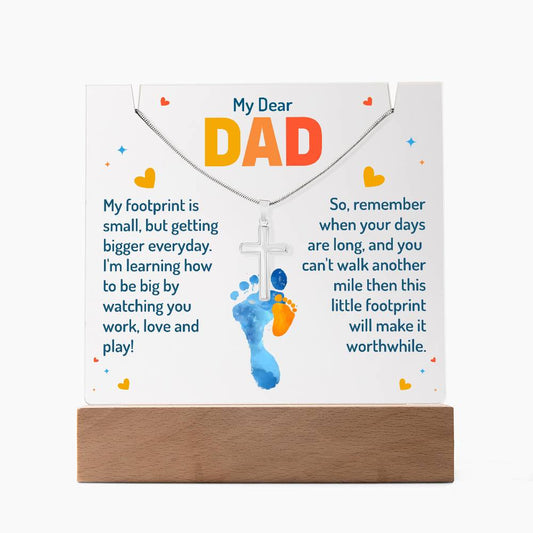 My Dear Dad Keepsake Acrylic Bundle with Cross Necklace