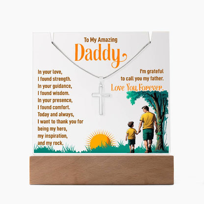 To My Amazing Daddy Keepsake Acrylic Bundle With Cross Necklace