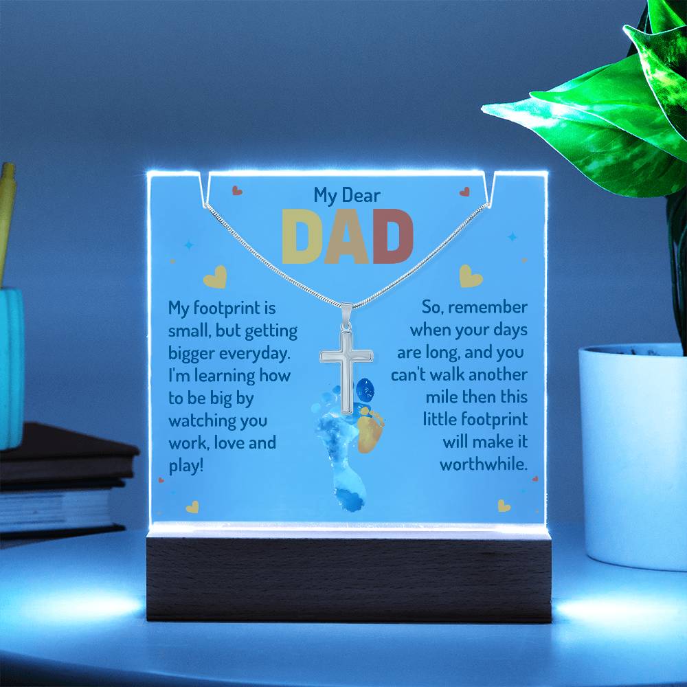 My Dear Dad Keepsake Acrylic Bundle with Cross Necklace