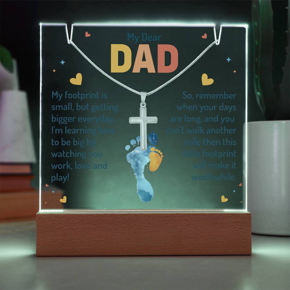 My Dear Dad Keepsake Acrylic Bundle with Cross Necklace