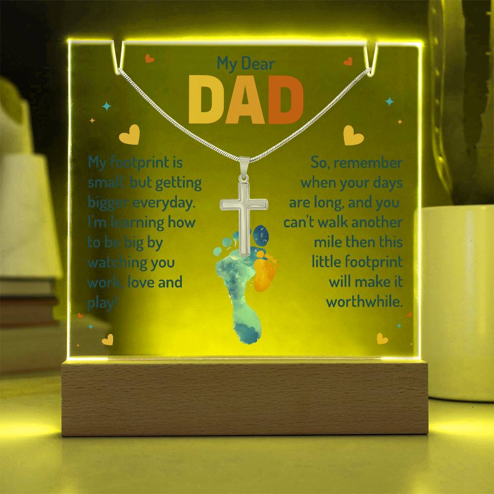 My Dear Dad Keepsake Acrylic Bundle with Cross Necklace