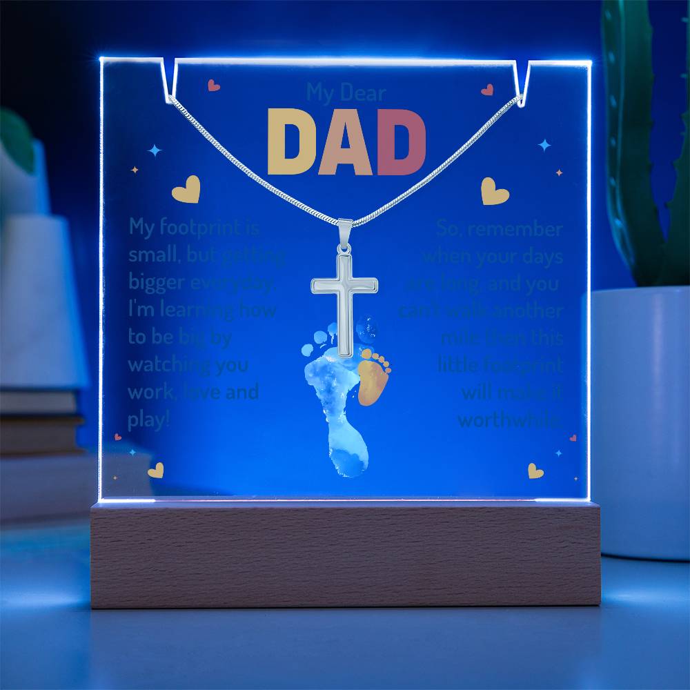 My Dear Dad Keepsake Acrylic Bundle with Cross Necklace