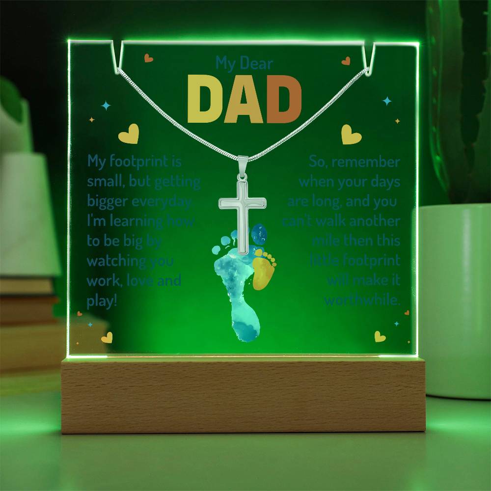 My Dear Dad Keepsake Acrylic Bundle with Cross Necklace