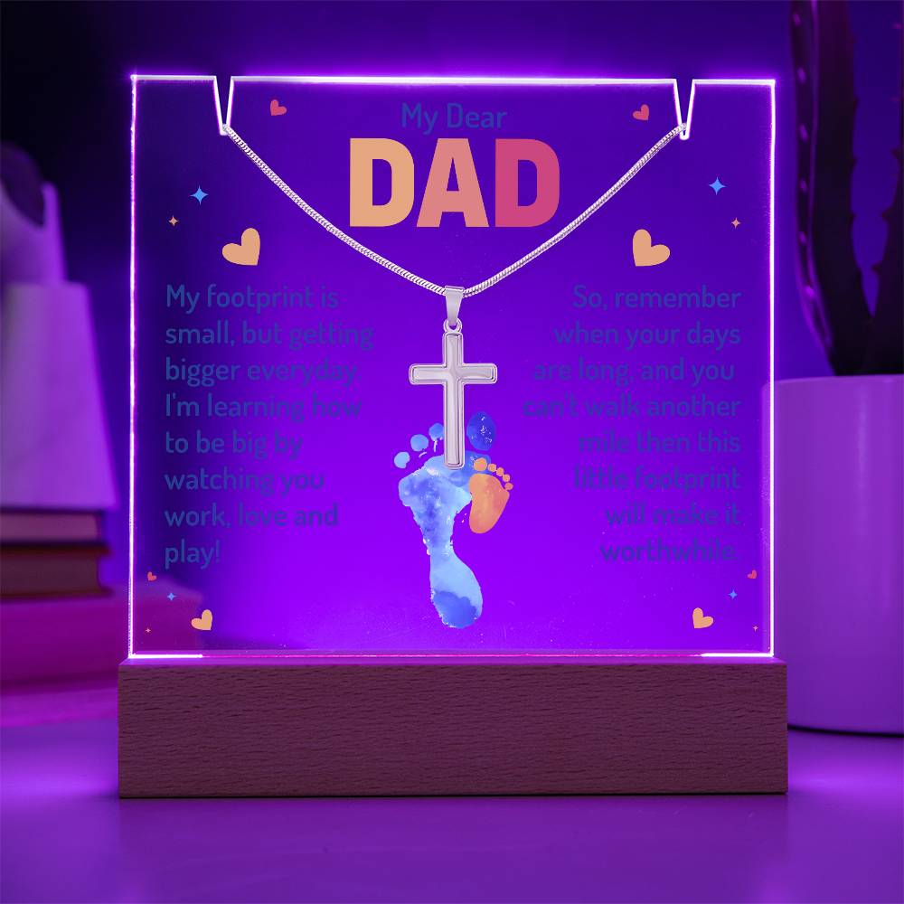 My Dear Dad Keepsake Acrylic Bundle with Cross Necklace