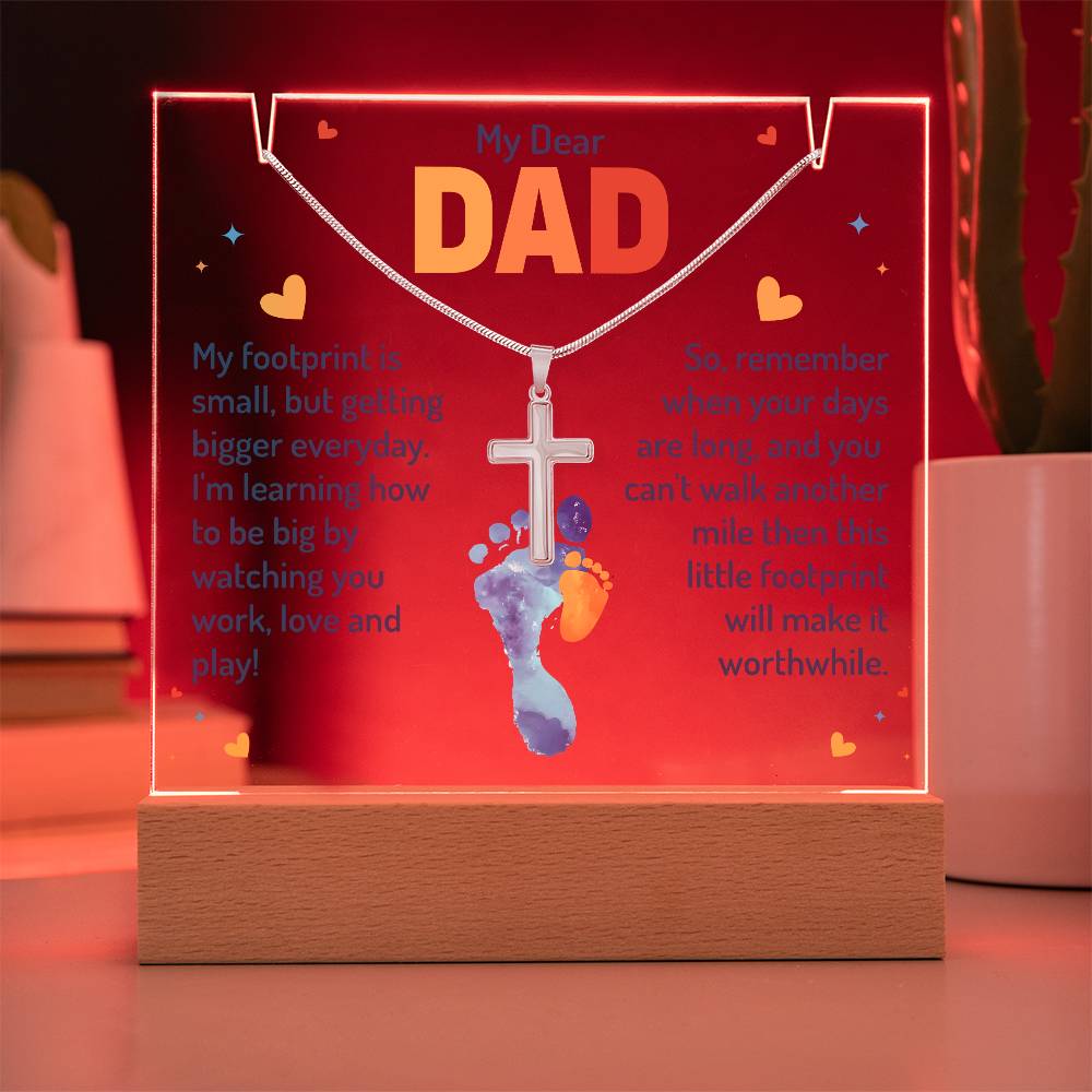 My Dear Dad Keepsake Acrylic Bundle with Cross Necklace