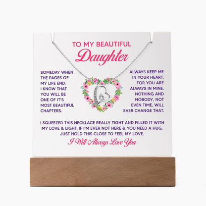 To My Beautiful Daughter Keepsake Acrylic Bundle With The Forever Love Necklace