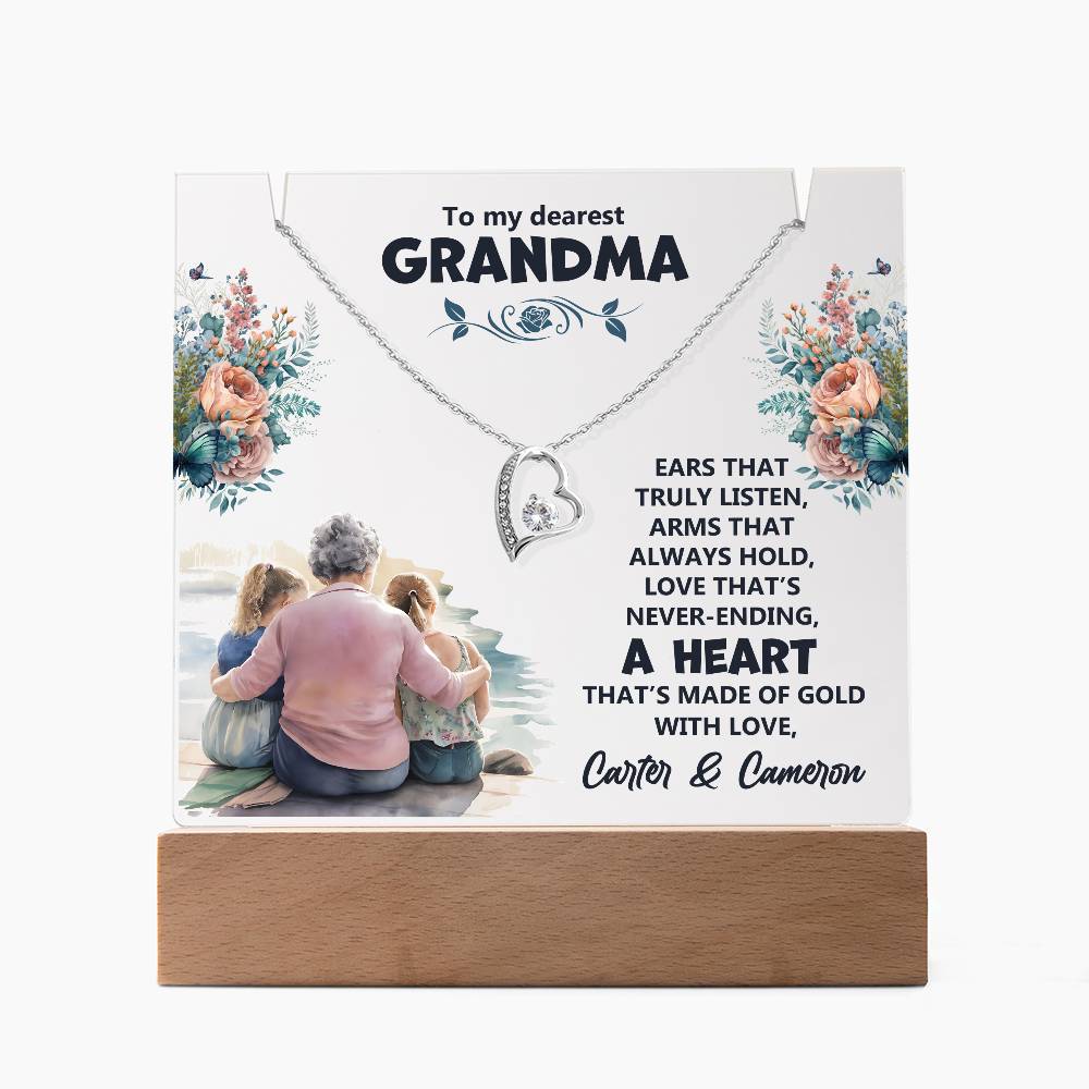 To My Dearest Grandma Keepsake Acrylic Bundle with Forever Love Necklace (Customizable)