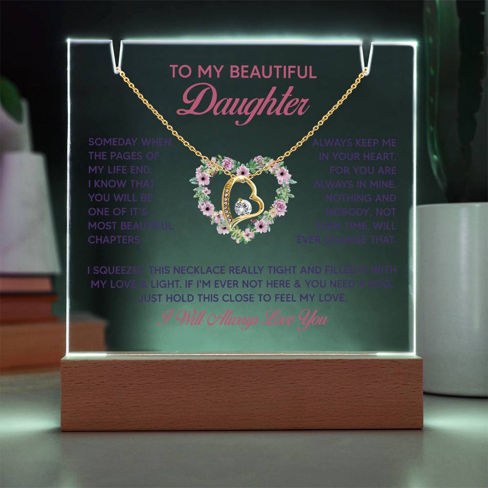 To My Beautiful Daughter Keepsake Acrylic Bundle With The Forever Love Necklace