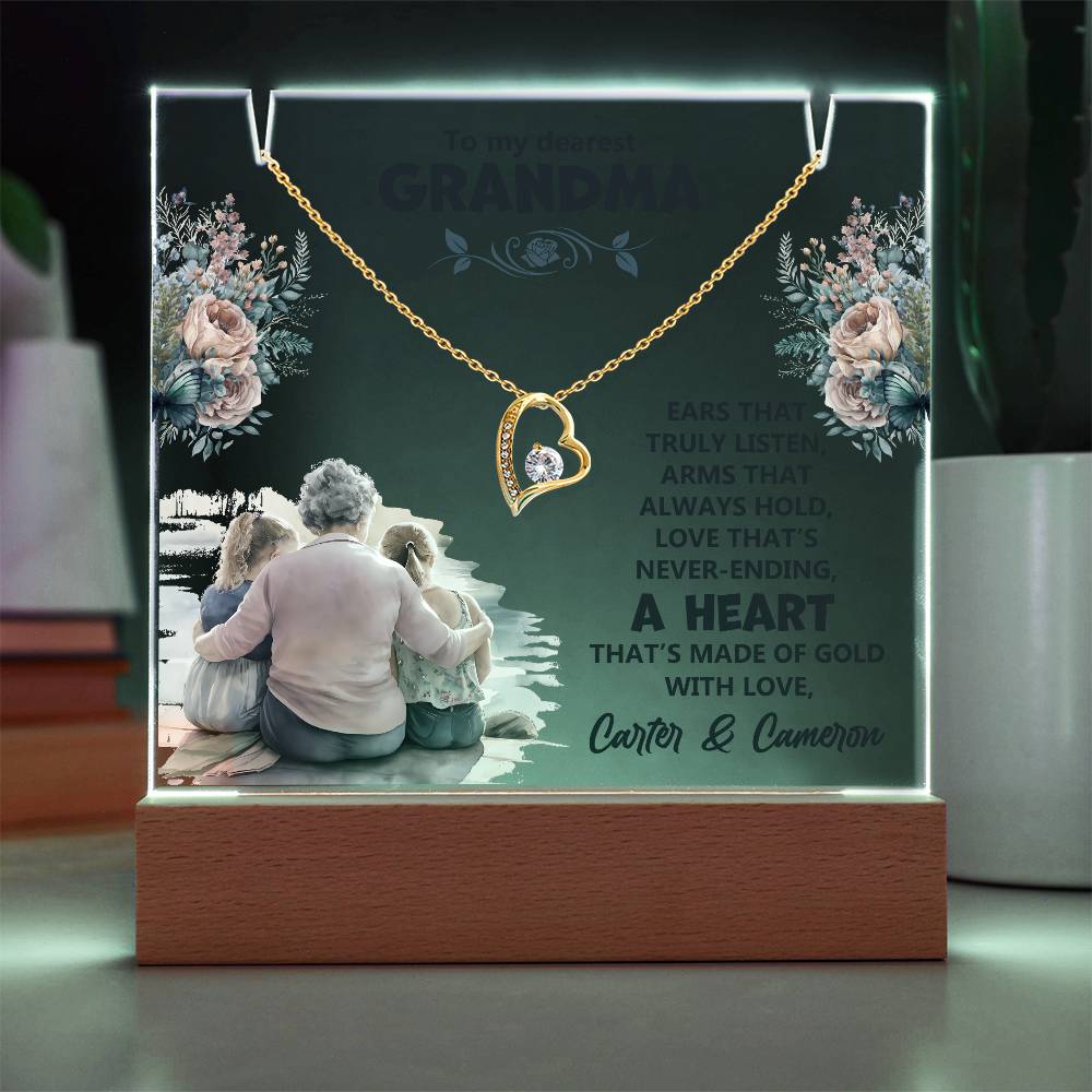 To My Dearest Grandma Keepsake Acrylic Bundle with Forever Love Necklace (Customizable)