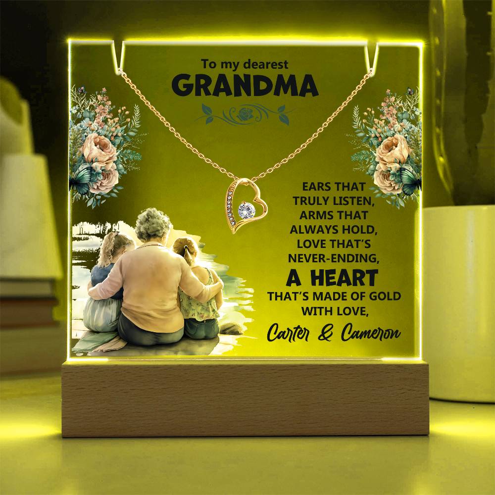 To My Dearest Grandma Keepsake Acrylic Bundle with Forever Love Necklace (Customizable)