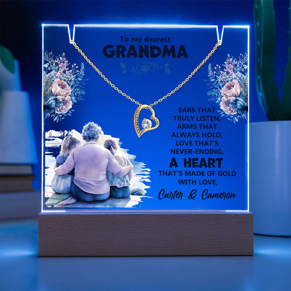 To My Dearest Grandma Keepsake Acrylic Bundle with Forever Love Necklace (Customizable)