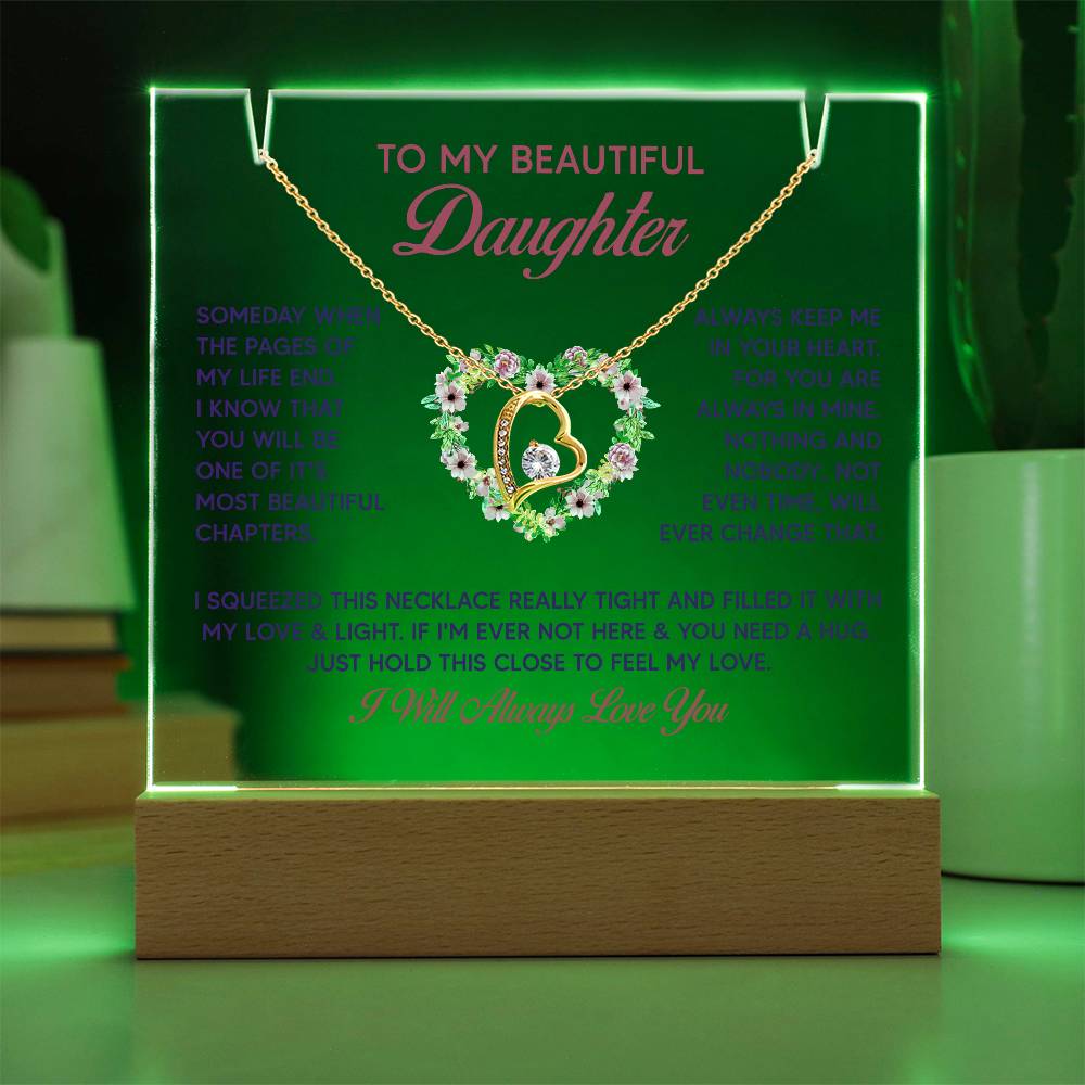 To My Beautiful Daughter Keepsake Acrylic Bundle With The Forever Love Necklace