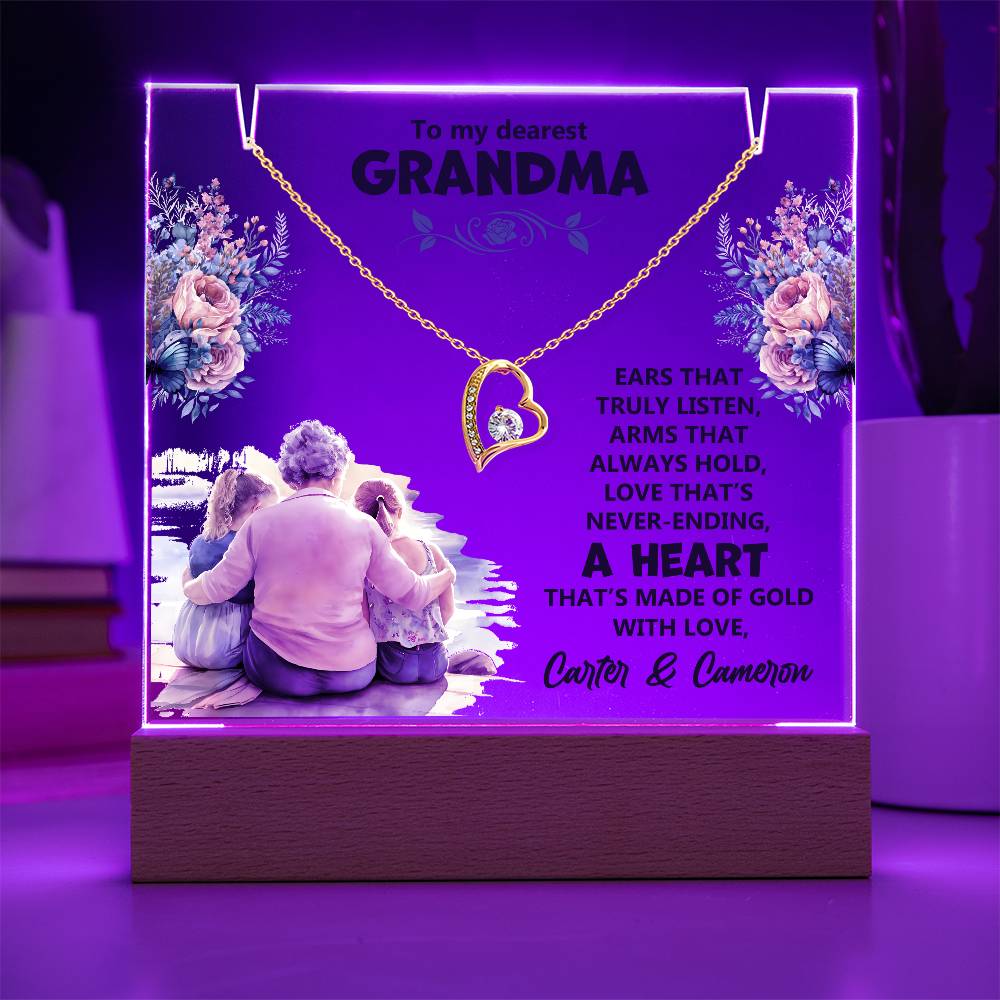 To My Dearest Grandma Keepsake Acrylic Bundle with Forever Love Necklace (Customizable)