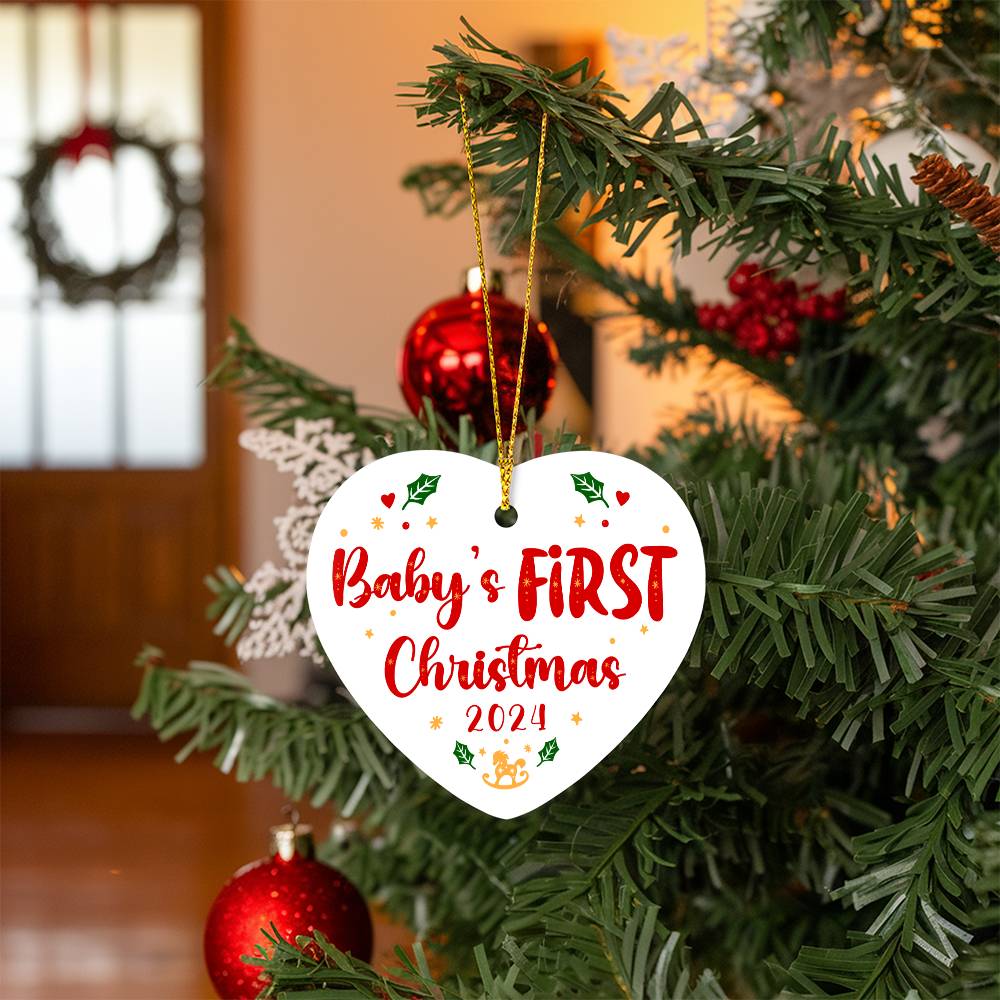 Baby's First Christmas Heart Shaped Ornament