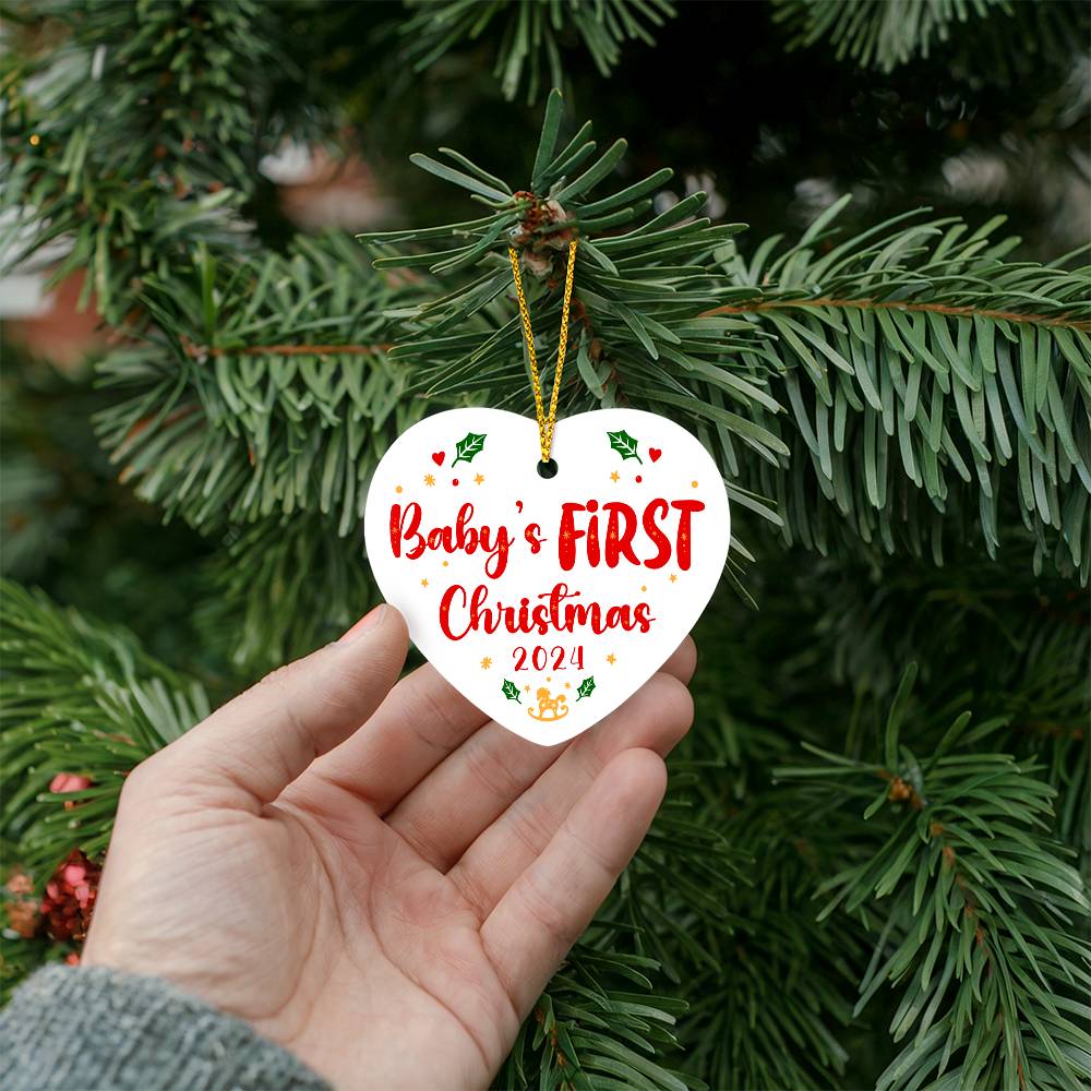 Baby's First Christmas Heart Shaped Ornament