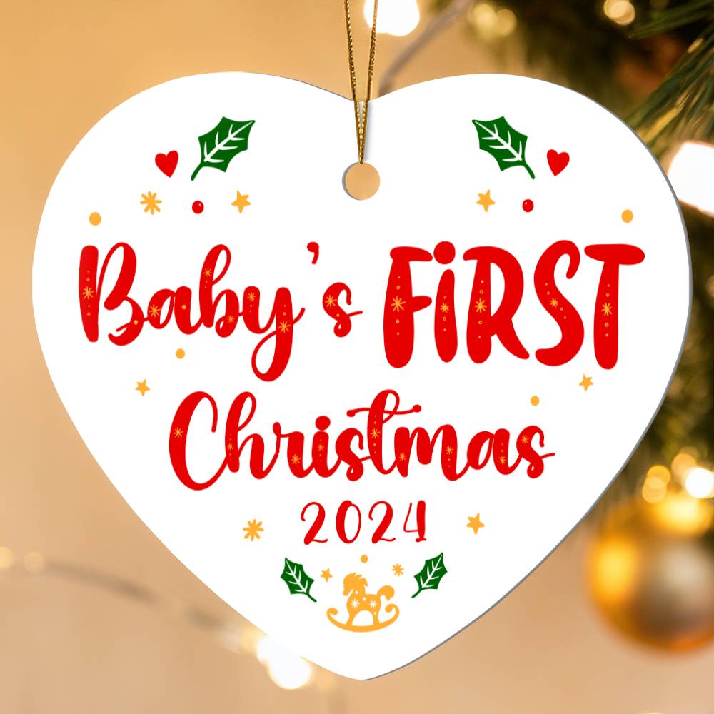 Baby's First Christmas Heart Shaped Ornament