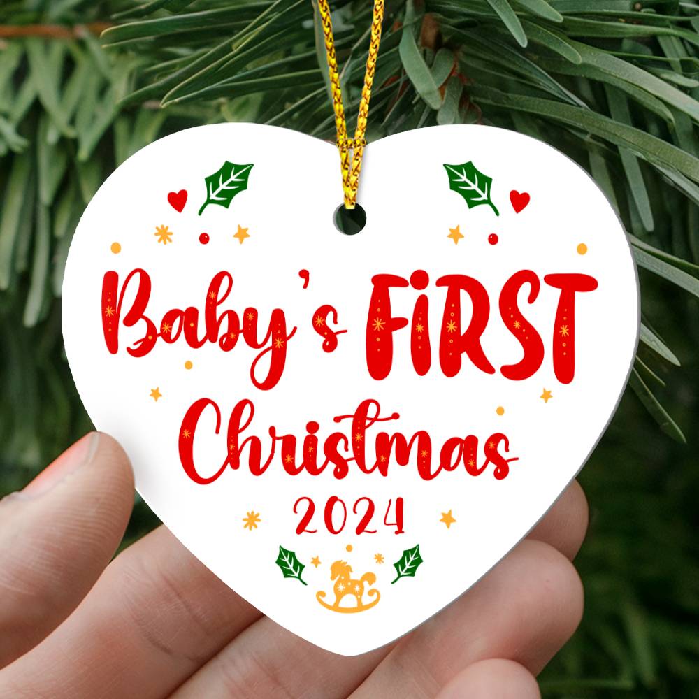 Baby's First Christmas Heart Shaped Ornament