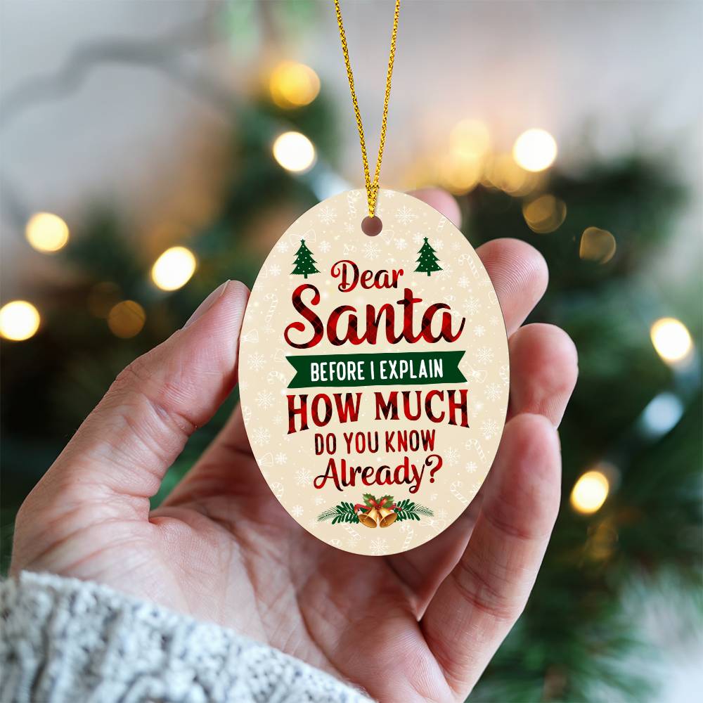 Dear Santa How Much Do You Know Oval Ornament