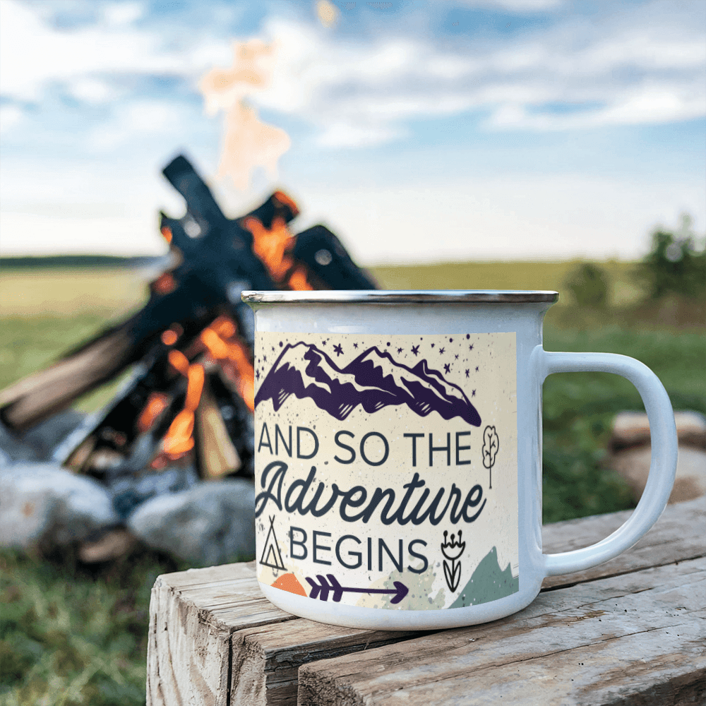 And So The Adventure Begins 12oz Enamel Camping Mug