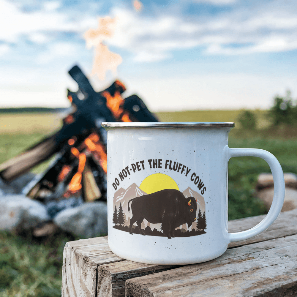 Do Not Pet The Fluffy Cows 12oz Enamel Camping Mug