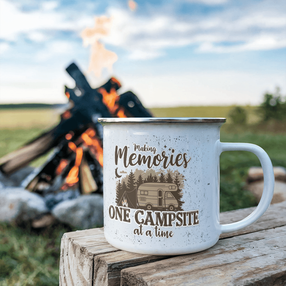 Making Memories One Campsite At A Time 12oz Enamel Camping Mug