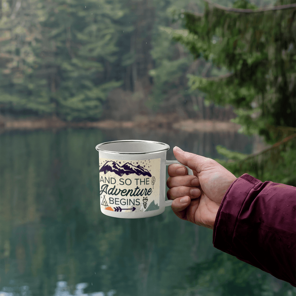 And So The Adventure Begins 12oz Enamel Camping Mug