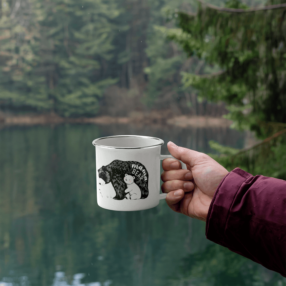 Mama Bear 12oz Enamel Camping Mug