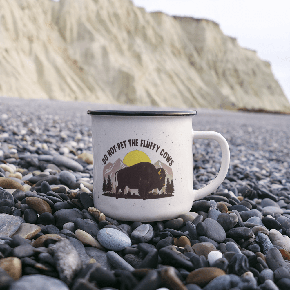 Do Not Pet The Fluffy Cows 12oz Enamel Camping Mug